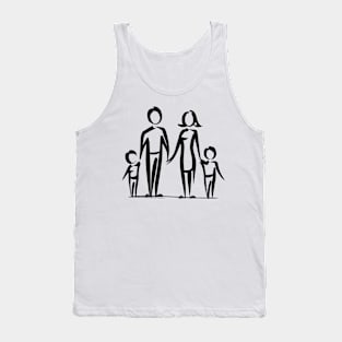 Stick figure family in black ink Tank Top